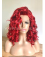 Synthetic lace front wig Wavy Bright Red hair