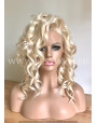 Synthetic lace front wig Curly Platinum blonde hair