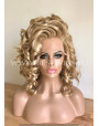 Synthetic lace front wig Curly blonde hair