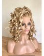 Synthetic lace front wig Curly blonde hair