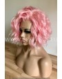 Synthetic lace front wig Wavy Pastel Rose short hair