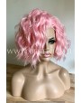 Synthetic lace front wig Wavy Pastel Rose short hair