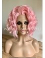 Synthetic lace front wig Wavy Pastel Rose short hair