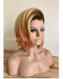 Synthetic lace front wig Straight short hair / Golden Peach