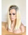 Rooted Blonde Straight Synthetic Lace Front Wig