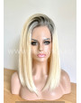 Rooted Blonde Straight Synthetic Lace Front Wig