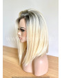 Rooted Blonde Straight Synthetic Lace Front Wig