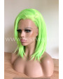 Synthetic lace front wig Straight Green Lime short hair