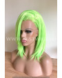 Synthetic lace front wig Straight Green Lime short hair