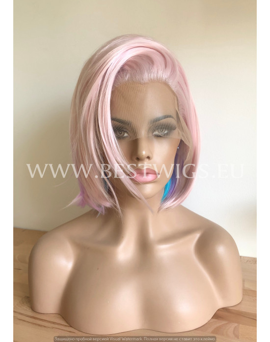 Synthetic lace front wig Straight Licorne short hair
