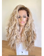 Toffee Rooted Blonde Wavy Synthetic Lace Front Wig