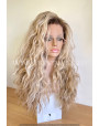 Toffee Rooted Blonde Wavy Synthetic Lace Front Wig