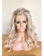 Synthetic lace front wig Wavy blonde rooted hair