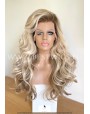 Toffee Rooted Blonde Wavy Synthetic Lace Front Wig