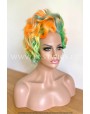 Orange And Mint Lace Front Short Wig