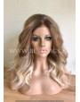 Synthetic lace front wig Wavy Coffee hair