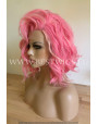 Synthetic lace front wig Wavy Pink hair