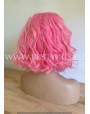 Synthetic lace front wig Wavy Pink hair