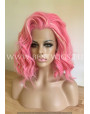 Synthetic lace front wig Wavy Pink hair