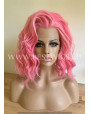 Synthetic lace front wig Wavy Pink hair