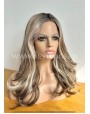 Rooted Wavy Synthetic Lace Front Wig With Middle Part