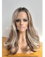 Rooted Wavy Synthetic Lace Front Wig With Middle Part