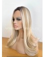 Rooted Blonde Wavy Synthetic Lace Front Wig With Middle Part