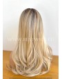 Rooted Blonde Wavy Synthetic Lace Front Wig With Middle Part