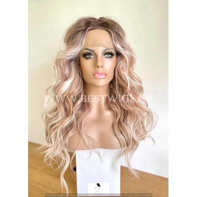 Nude Dark Caramel Synthetic Lace Front Wig Middle Parting