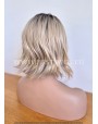 Rooted Blonde Wavy Synthetic Lace Front Wig Middle Part