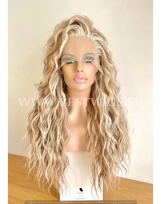 Frosty Rooted Blonde Synthetic Lace Front Wig Lace Top 13*4