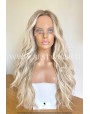 Ice Blonde Wavy Synthetic Lace Front Wig Middle Part