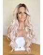Nude Rooted Blonde Wavy Synthetic Lace Front Wig Middle Part