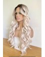 Nude Rooted Blonde Wavy Synthetic Lace Front Wig Middle Part