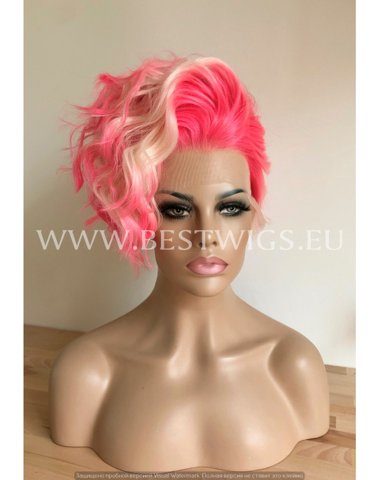 Synthetic lace front wig Wavy Lollipop short hair