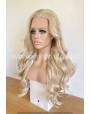 Synthetic lace front wig Wavy blond long hair / free parting