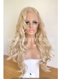 Synthetic lace front wig Wavy blond long hair / free parting