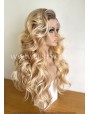 Rooted Blonde Wavy Synthetic Lace Front Wig