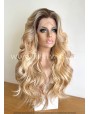 Rooted Blonde Wavy Synthetic Lace Front Wig