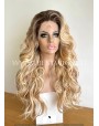 Rooted Blonde Wavy Synthetic Lace Front Wig
