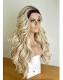 Rooted Blonde Wavy Synthetic Lace Front Wig