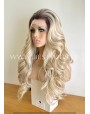 Rooted Blonde Wavy Synthetic Lace Front Wig