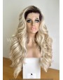 Rooted Blonde Wavy Synthetic Lace Front Wig