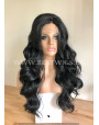 Synthetic lace front wig Wavy Black long hair / middle parting