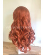 Synthetic lace front wig Wavy red long hair / Free parting