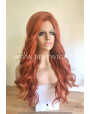 Synthetic lace front wig Wavy red long hair / Free parting