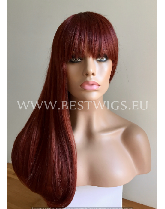 Synthetic wig Stright chestnut long hair with bang