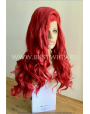 Synthetic lace front wig Wavy red long hair