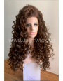 Synthetic lace front wig Curly chestnut long hair