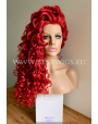 Synthetic lace front wig Curly red long hair